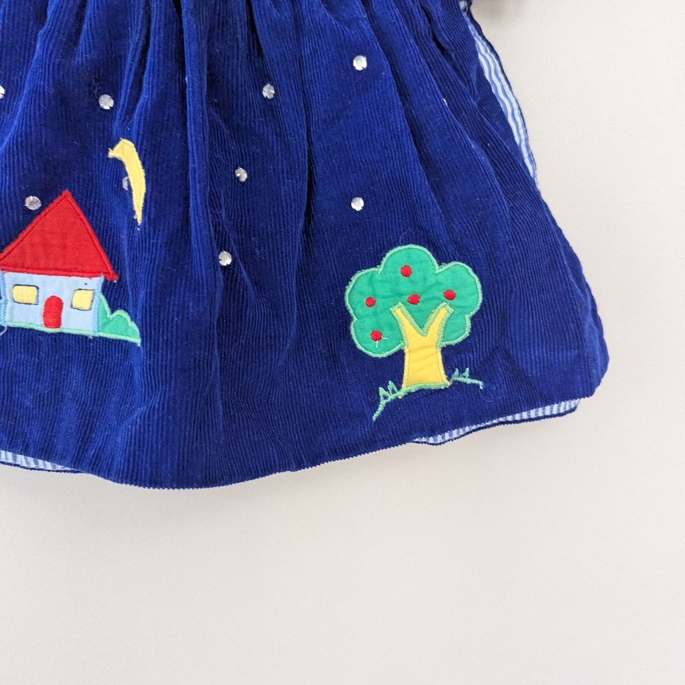 Vintage Toddler Girls Corduroy Embroidered Novelty Pinafore Dress - Picture 3 of 9